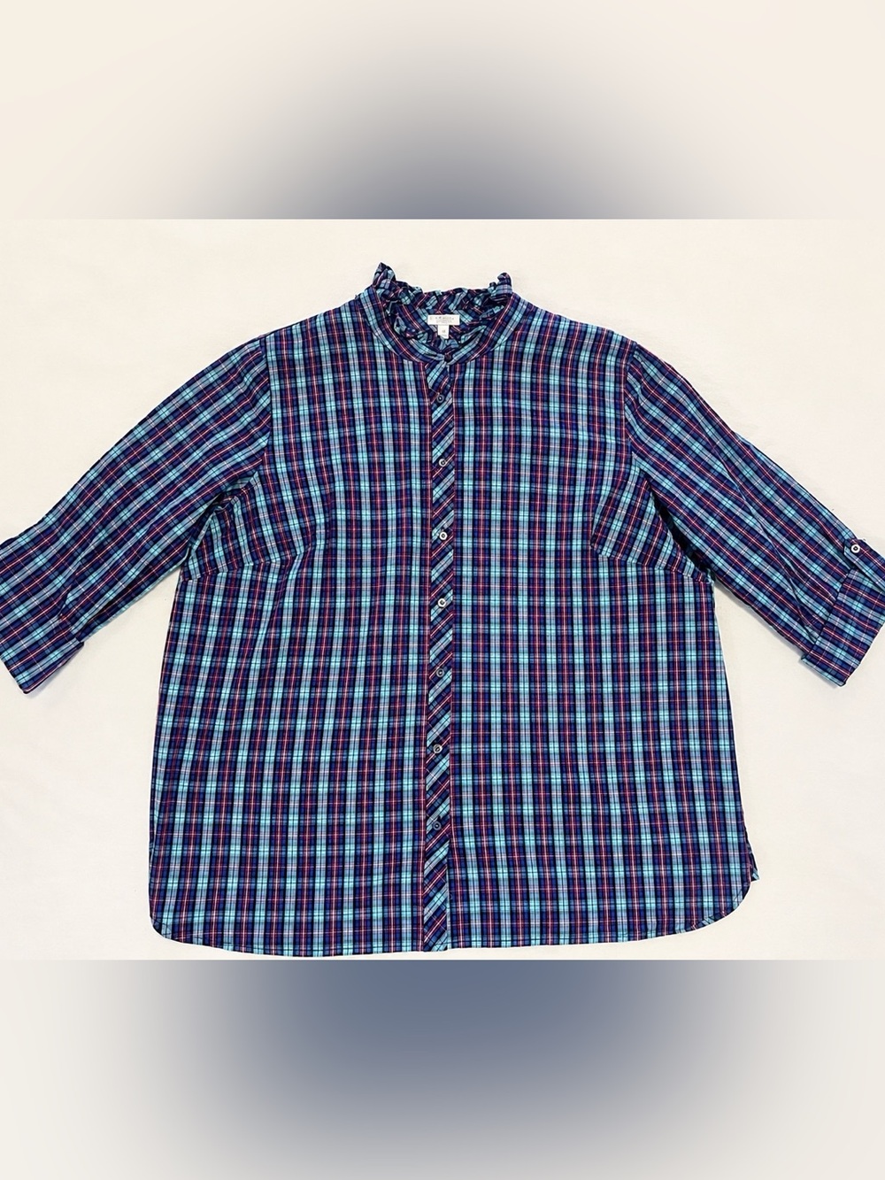 Talbots Blue and Purple Plaid Button-Down Shirt